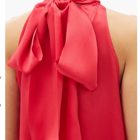 SALONI Michelle Red Hammered Silk Halter Top- NWT - Picture 6 of 11